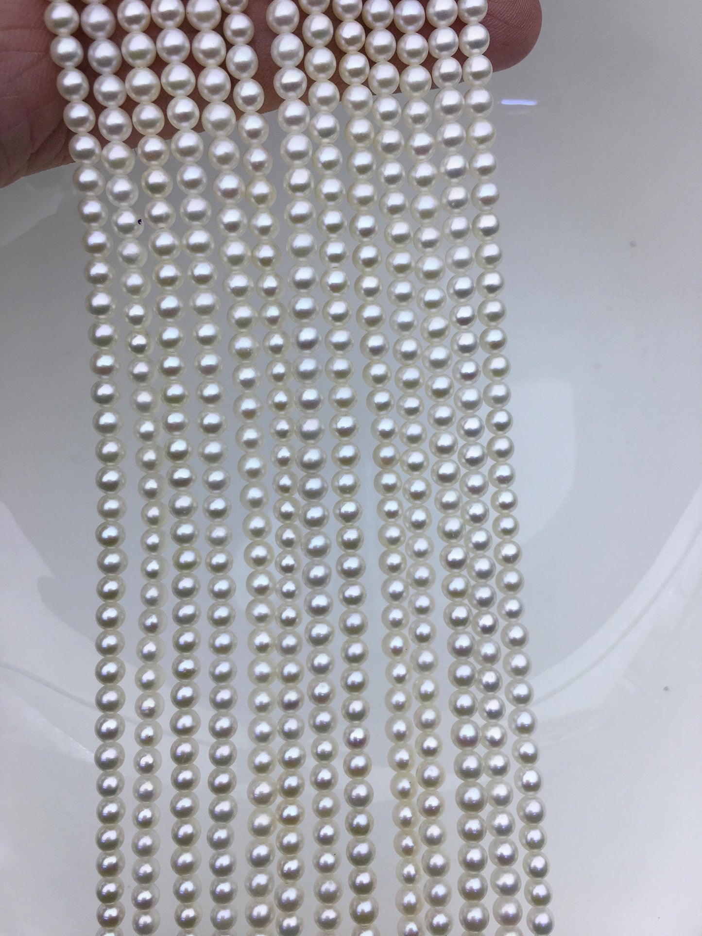 AAA- 3.5-4mm white round freshwater pearls, seed pearl,white pearl,full strand,round pearl strands,pearl wholesale,RP3-T6