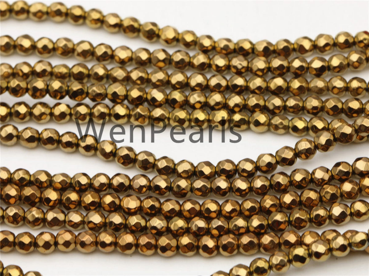 Hematite Brown,3mm Faceted Round,AAA Quality,130pcs,15.5 inches,G50-R3-007
