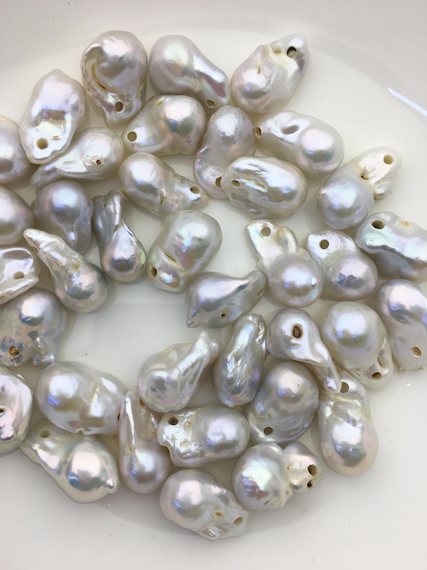 10pcs AA 12-16mm white flame ball pearl,2.2mm large hole,FL15-T18