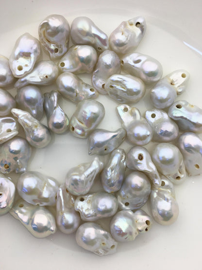 10pcs AA 12-16mm white flame ball pearl,2.2mm large hole,FL15-T18