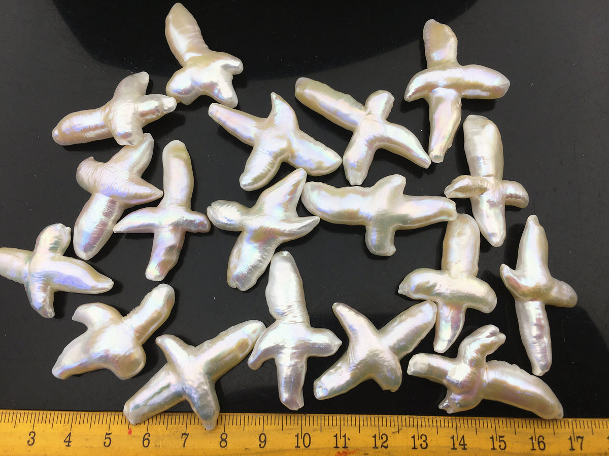 1pc AAA 20-25mm white cross Freshwater Loose pearl,no hole,ZS-100-4