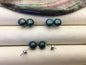 AAA 7-8mm Deep Green Button Round Pearl stud earrings,Sterling Silver,SE1-T7