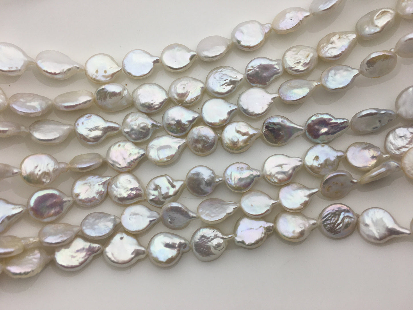 AA+ 11-12mm White Drop Coin freshwater pearls,diy bead,flat round pearl bead,COIN12-2A-2-24