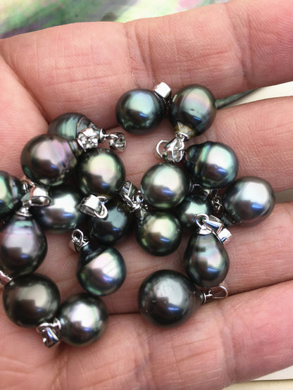 1pc 8-12mm Teardrop Tahitian Pearl Pendant, Sterling silver Pendant,natural color sea pearl,pearl necklace - NC1-089