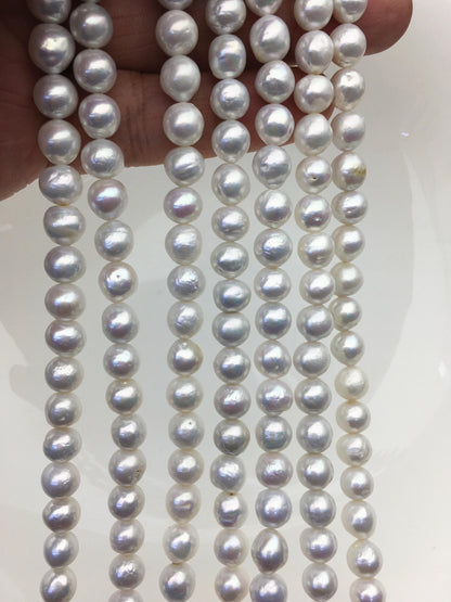 AA+ 7-8mm white baroque near round freshwater chinese akoya pearls,RP7-T2
