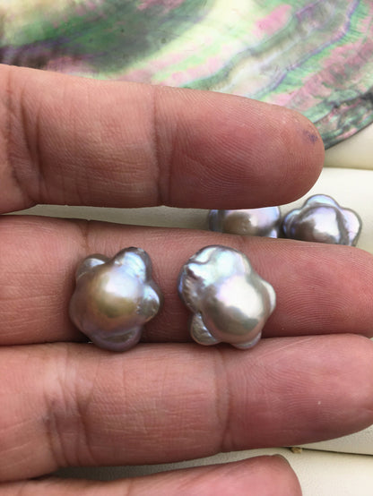 1 pairs AA+ 15-16mm Gray Brown Plum blossom Freshwater Pearl Piar,0.8mm through hole,ZS-103-37-12