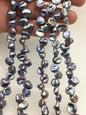 16'' AAA 9-10mm Gray Rainbow Keshi freshwater Loose Pearls,ZS-129-21
