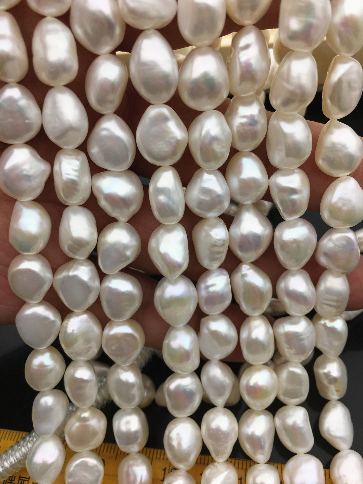 AAA 9.4-10.2mm white nugget freshwater pearls,cultured freshwater baroque pearl bead string,LM10-3A-4