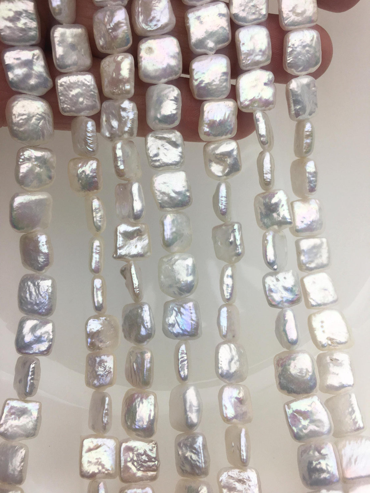 AA+ 9-11mm white square Shape Freshwater Pearl,ZS-113-15