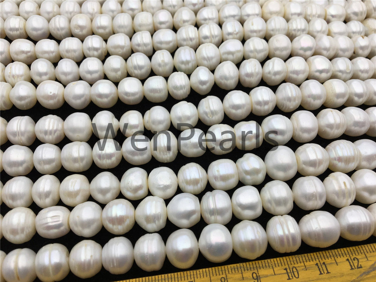 AA 11.2-12.2mm white button freshwater pearls,2mm,3mm large hole,Cultured pearl,diy pearl beads,gift for her,necklace,Christmas,SM12-2A-6