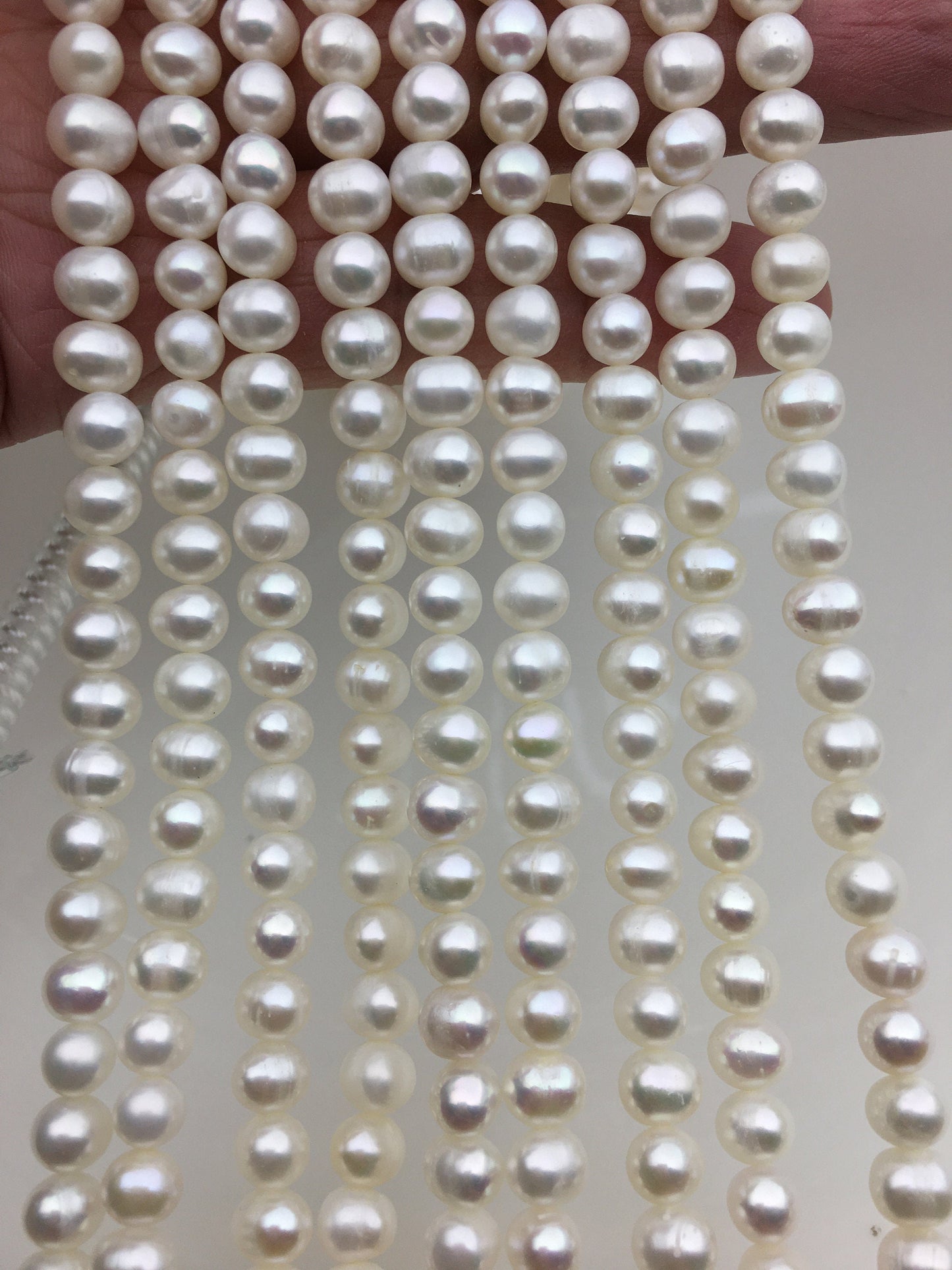 AA+ 6-6.5mm white potato freshwater pearl,white color real fresh water loose pearl string wholesale in bulk,CR6-2A-9