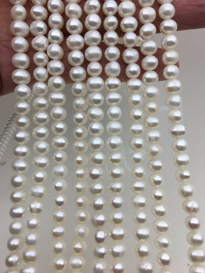 AA+ 6-6.5mm white potato freshwater pearl,white color real fresh water loose pearl string wholesale in bulk,CR6-2A-9