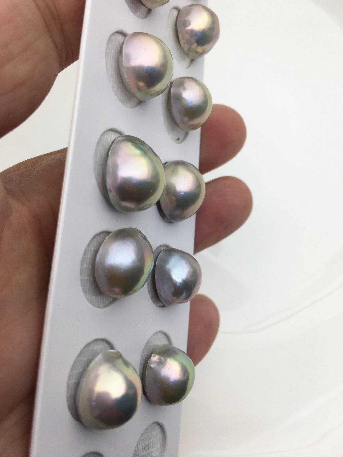7 pairs AAA 12-13mm Gray Freshwater Mabe Pearl Pair,no hole,Half Ball Button Round Shape,MB-T32