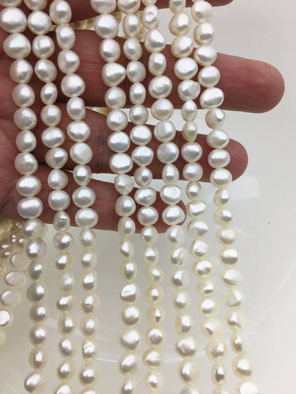 AAA 6-7.1x7-8mm white nugget freshwater pearls,irregular nugget freshwater pearl strand,cheap price,pearl factory china,LM7-3A-6
