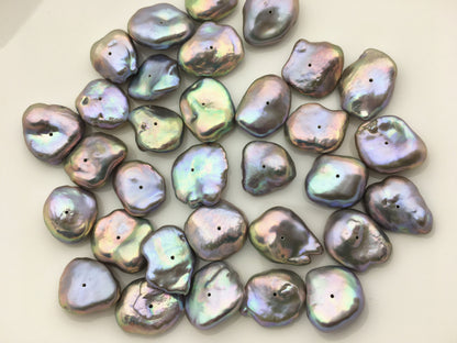 5pcs AA+ 15-18mm Very Big Gray Rainbow THICK Keshi Freshwater Pearls,center drill hole,good quality,ZS-128-4