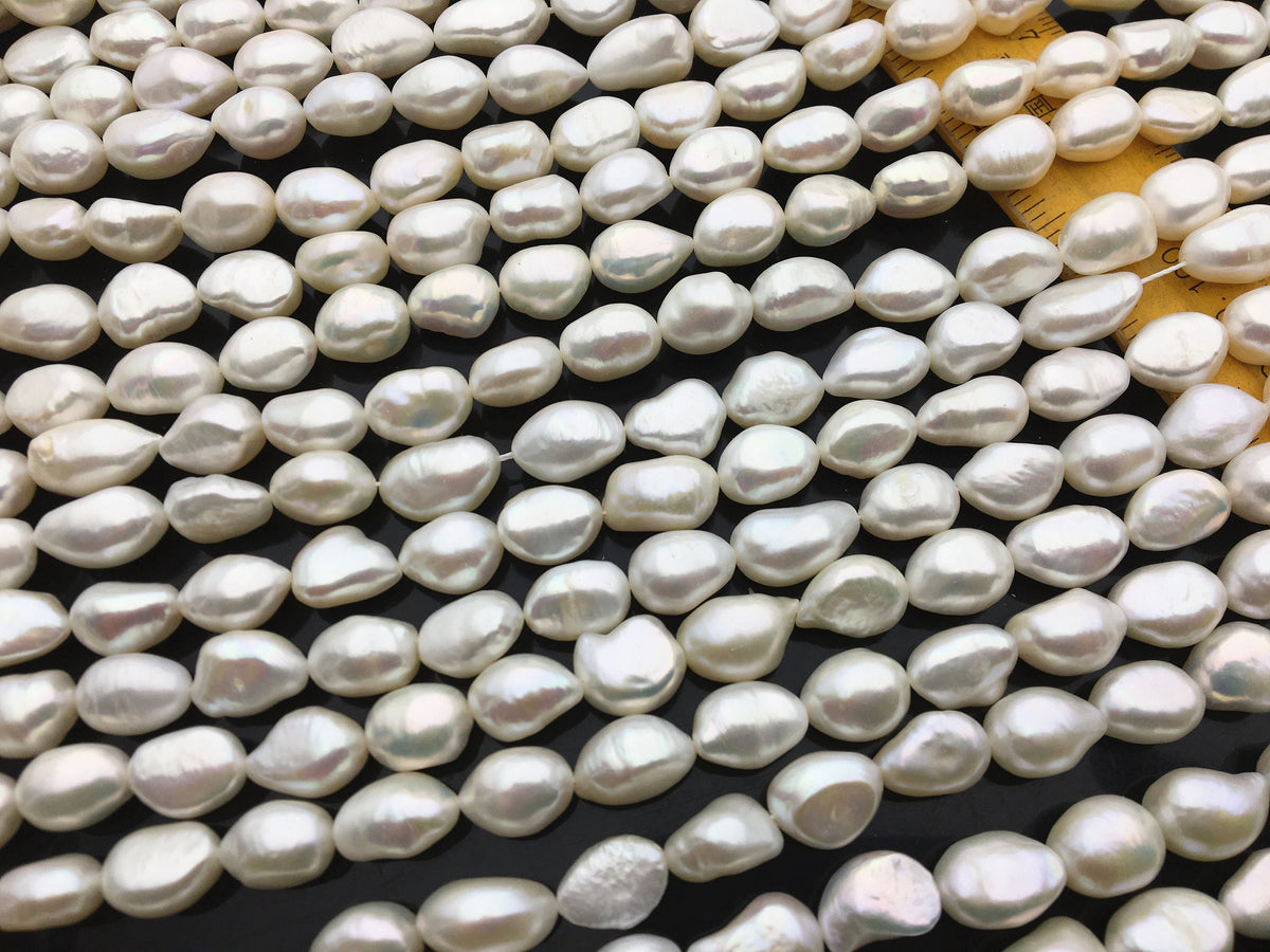 AA 9.5-10.4x12-14mm white LONG nugget pearls,Loose Pearls Bulk Supplies,Cultured Pearl Beads,,LM10-2A-18
