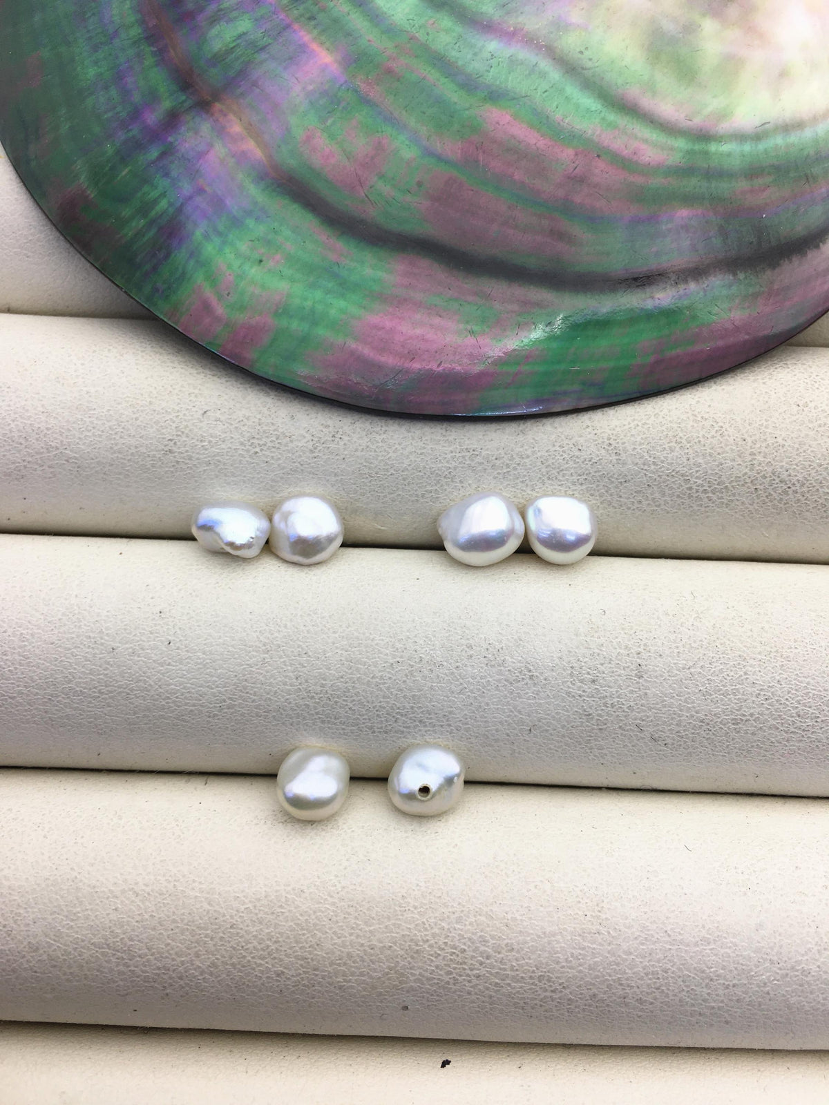 2 pairs AAA 6-7mm White keshi pearls Pair,for make stud earrings,half hole,loose pearl beads,very high luster,ZS-127-62-1