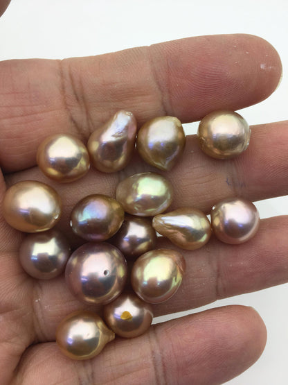 18pcs AAA 10-11mm Natural Rainbow teardrop Edison Freshwater Pearl,top half hole,ED10-3A-2-29