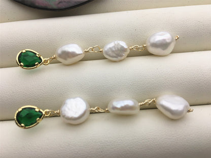 Handmade white nugget pearl stud earrings,earring with white baroque Natural Pearl,SE3-120-2