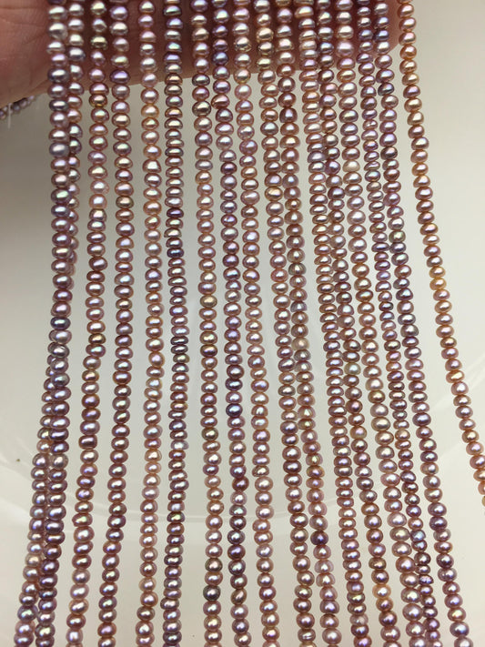 AAA 3-3.5mm purple tiny button potato freshwater pearls,Rondelle pearl Beads,loose strands,SM3-T2