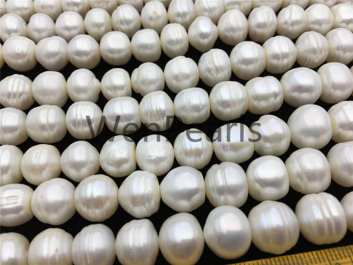AA 11.2-12.2mm white button freshwater pearls,2mm,3mm large hole,Cultured pearl,diy pearl beads,gift for her,necklace,Christmas,SM12-2A-6