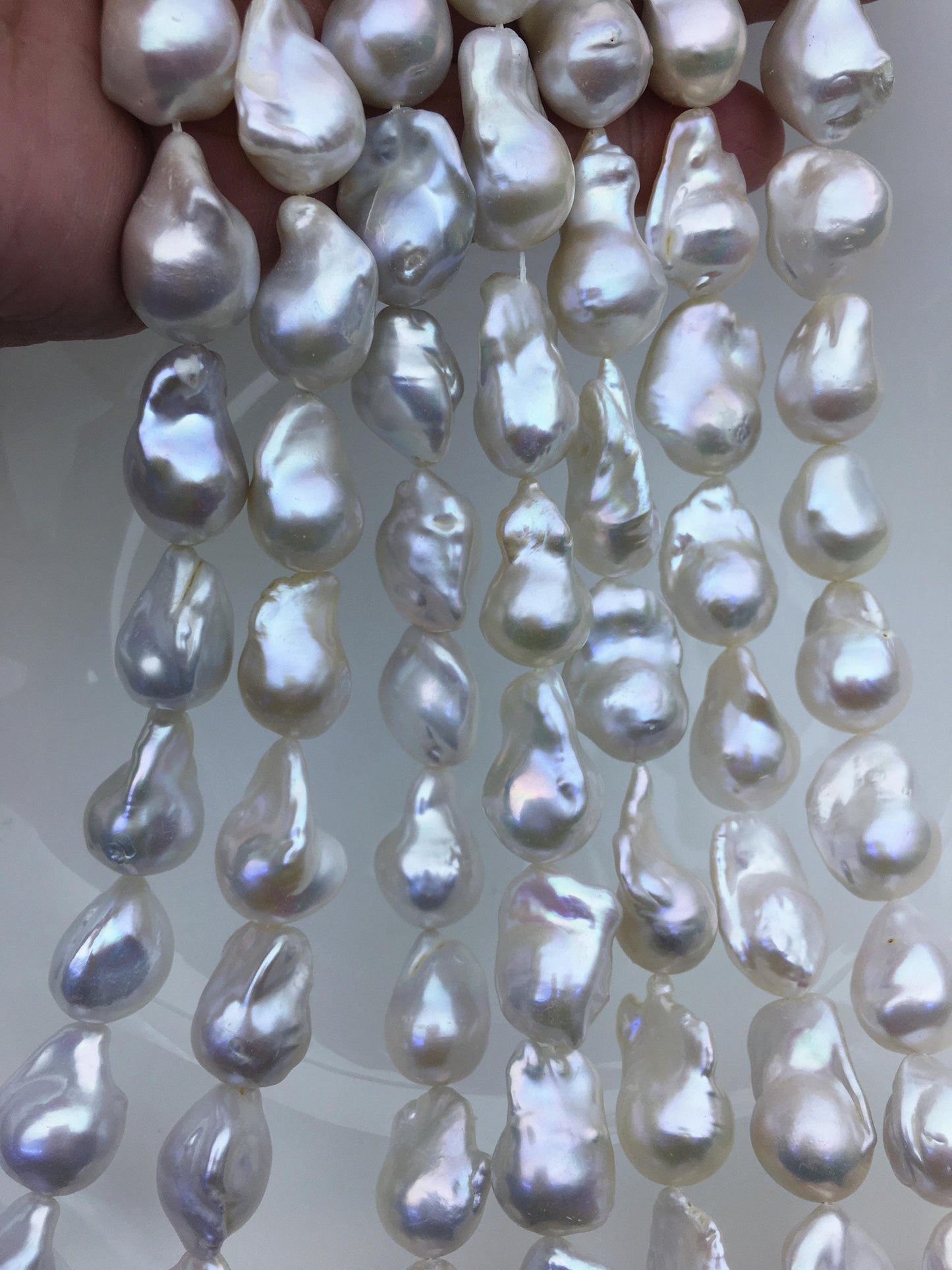 15.5'' AAA 13-16mm white with natural gray flame ball pearl,FL15-3A-7-39