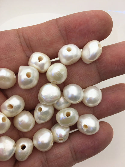 20pcs AA 11-12mm white baroque freshwater pearls,2.2mm large hole,LM11-T6