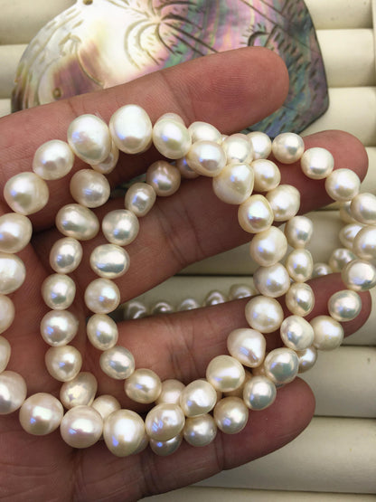 2pcs 7'' AA+ 7.5-9mm White nugget Freshwater pearl Elastic string Bracelet,baroque pearl bracelet,B8-T8