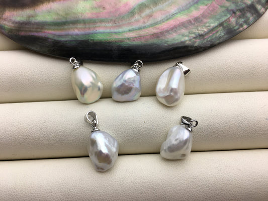 1pc AAA 10-11mm white keshi pearl pendant necklace,S925 Sterling silver pendant,NC1-040