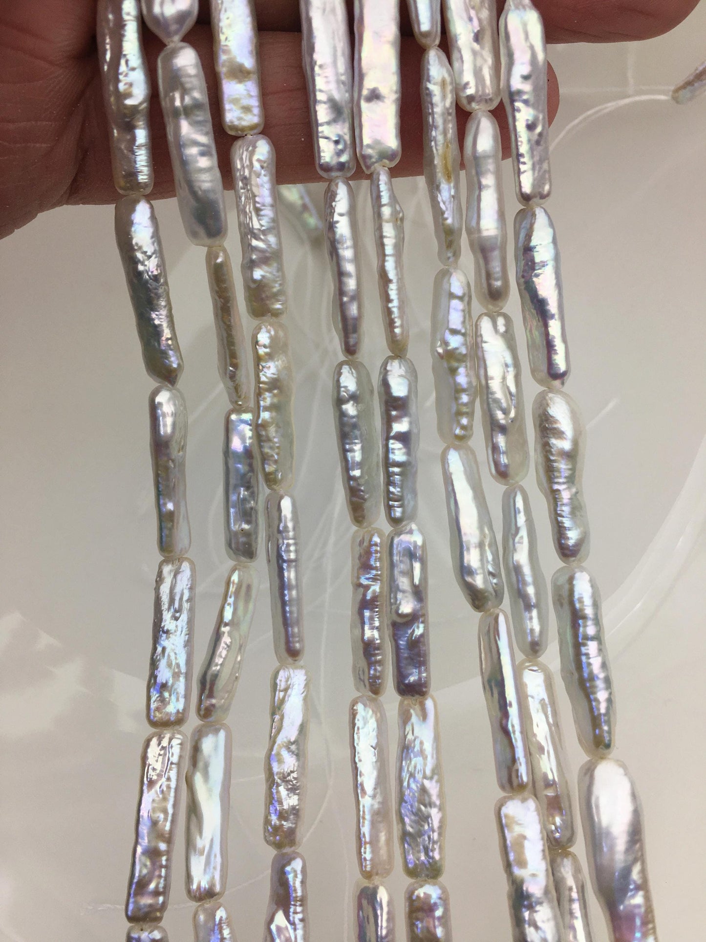 15.5'' AA+ 5-6mm White rectangle pearls,ZS-80-17