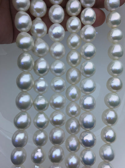 AAA 11-13mm white oval near round freshwater pearls,loose pearl beads,round pearl string,pearl necklace DIY jewelry material,RP12-2A-5