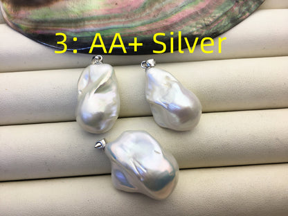 1pc AAA/AA+ 14-15x20-25mm big white baroque pearl pendant necklace,S925 Sterling silver pendant,NC1-073