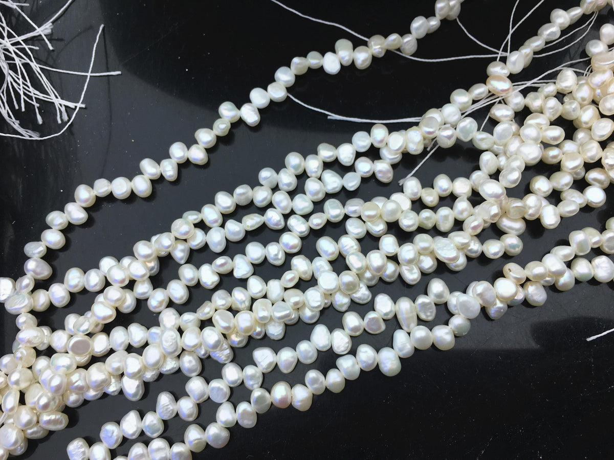 AAA 4-5mm Tiny white nugget freshwater pearls,irregular nugget freshwater pearl strand,LM4-3A-7