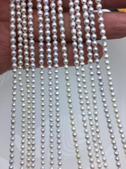 AAA 3-3.5x3.5-4mm white oval pearls,full strand,oval loose pearl beads,diy pearl,genuine pearl,Cultured pearl,diy pearl beads,LR3-3A-31