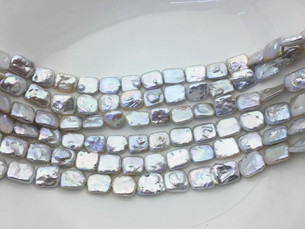 AAA 11-13x15-17mm White Rectangle Block Freshwater Pearl,ZS-119-1