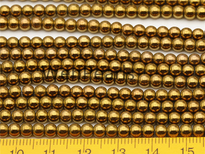 Hematite Brown 4mm Smooth Round,AAA, 105pcs,15.5 inches,G50-R4-004