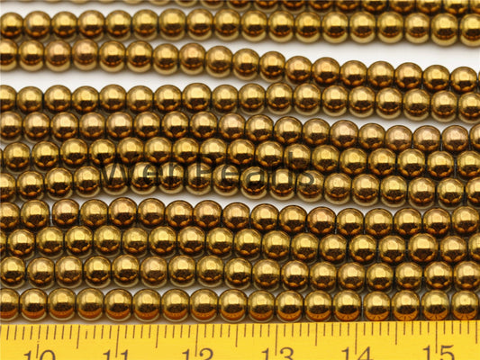 Hematite Brown 4mm Smooth Round,AAA, 105pcs,15.5 inches,G50-R4-004