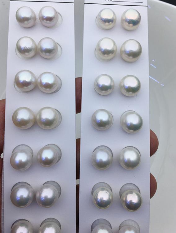 5 pairs AAA- 10-11mm white round freshwater pearls pair,no hole,RP10-3A-6
