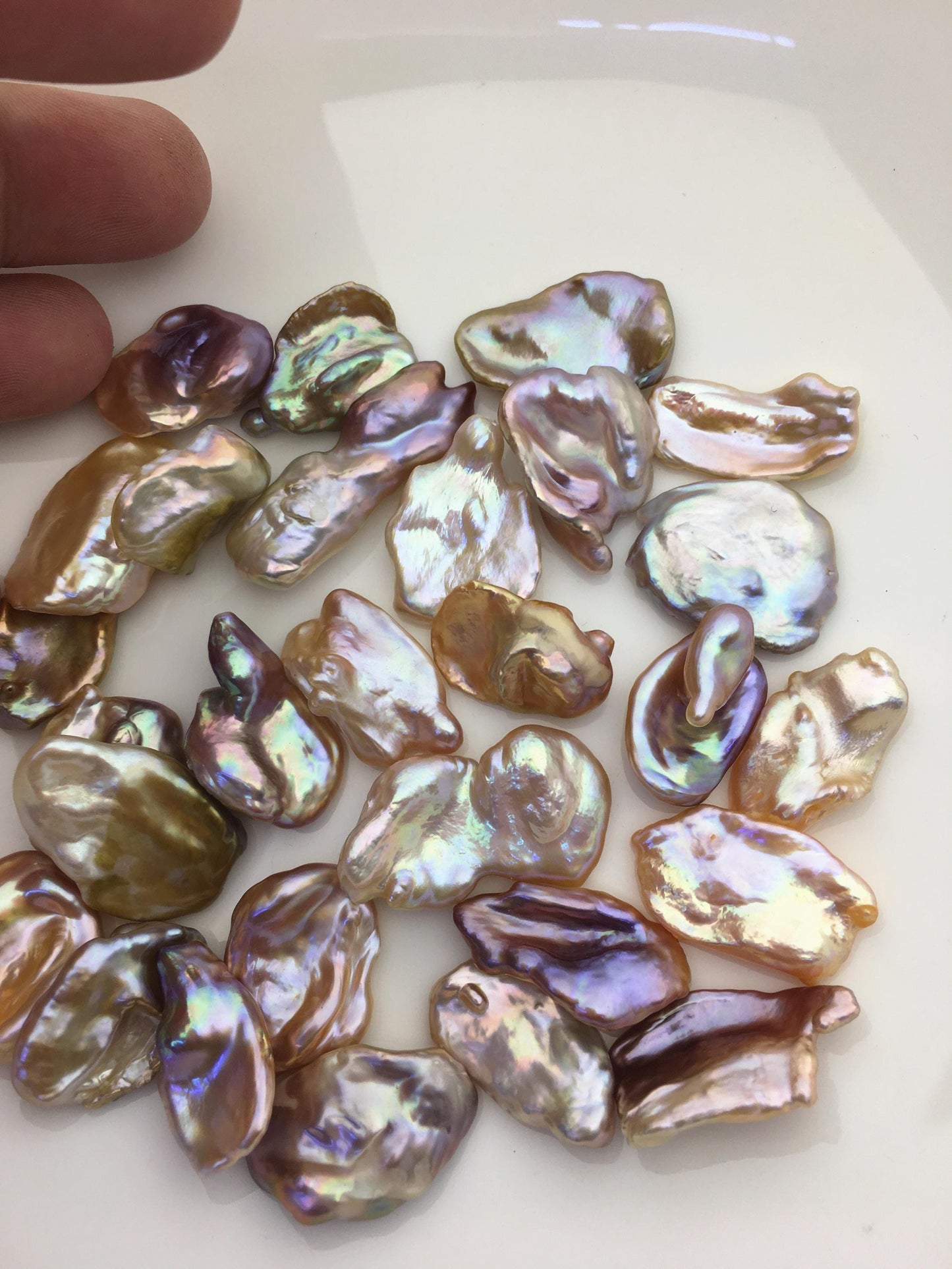 23pcs AAA/AA+ 11-18mm natural mix color rainbow keshi Freshwater Pearls,no hole,ZS-127-1-15
