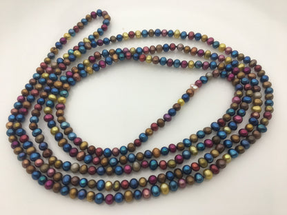 62'' 5mm red blue mix color small potato pearl Necklace,Wedding Necklace, Mothers Day,Happiness,wholesale,NPN1-104-13