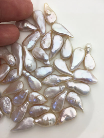 10pcs AAA 8-10mm White Teardrop Coin freshwater pearls,diy bead, no hole,COIN10-3A-1-3