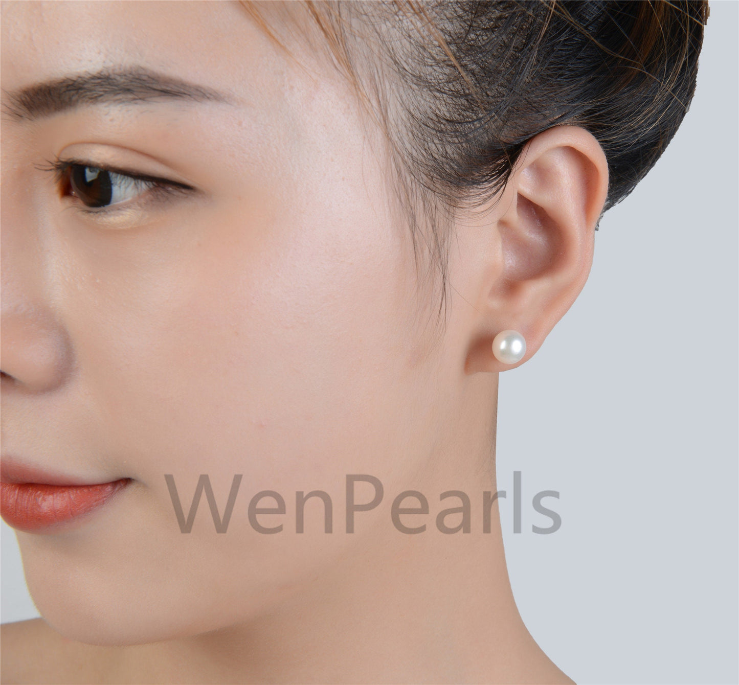 WHOLESALE,5 pairs,10 pairs,8-8.5mm FreshWater pearl stud earring,Sterling Silver,white pearl stud earrings,8-8.5mm,SE1-008