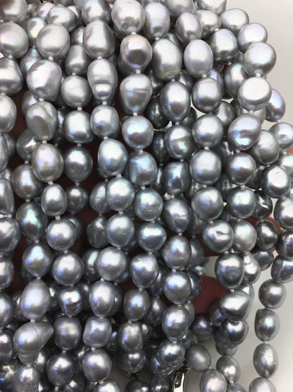 17.5'' AAA 9.3-10.3mm gray nugget pearl Necklace,NPN1-T75