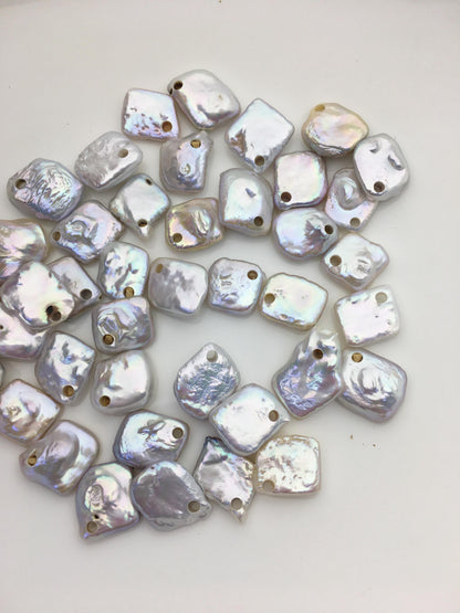 25pcs AAA/AA+ 11-13mm white rectangle freshwater pearls,2.2mm top large big hole,ZS-103-10