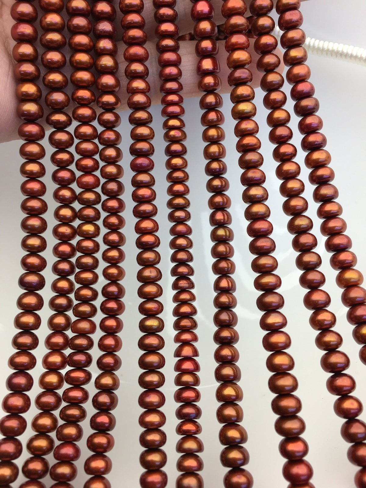 AAA 6.5-7mm brown button round freshwater pearls,full strand,loose button pearl,6mm Rondelle pearl Beads,SM6-T2