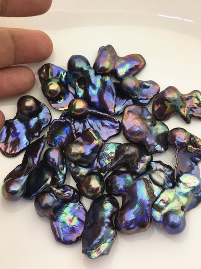 19pcs A 17-22mm big blue black flame ball pearl,no hole,FL15-T4-23