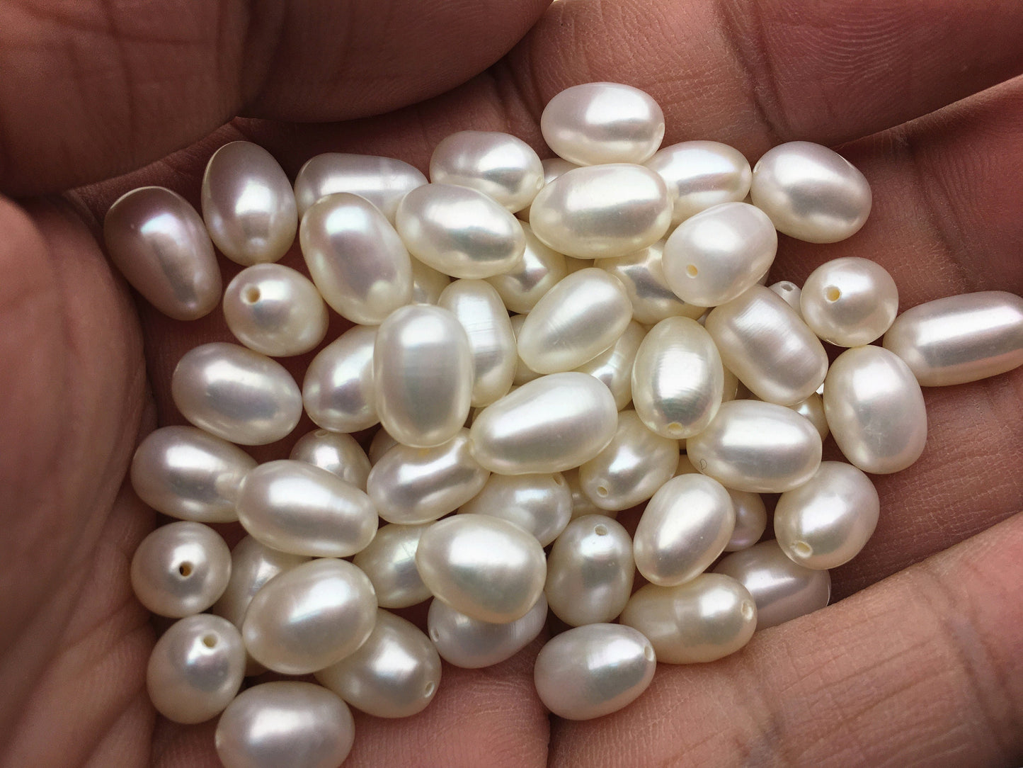 20pcs AAA 6.5-7.2x9.5-10.5mm LONG white Rice freshwater pearls,LR7-T1