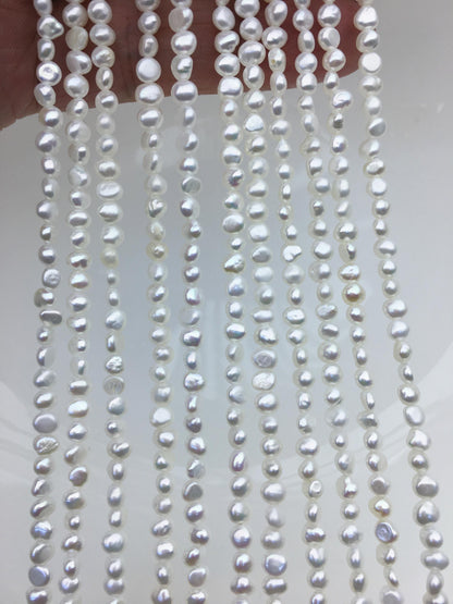 AAA 3-3.5mm Tiny white irregular nugget freshwater pearls,LM3-3A-1