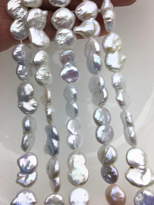 AA+ 12-14mm White Coin freshwater pearls,diy bead,flat round pearl bead,COIN12-2A-2-2