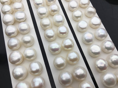 Rare!AAA 13-13.5mm High Luster Thick Skin button freshwater pearls,round button pearl pairs,pearl earring,pearl stud,BTN13-3A-5
